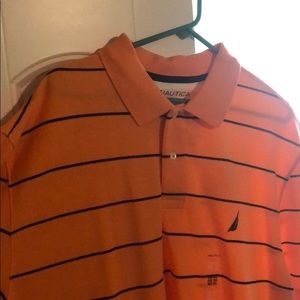 Nautica polo, orange with navy stripes, XXXL, NWT